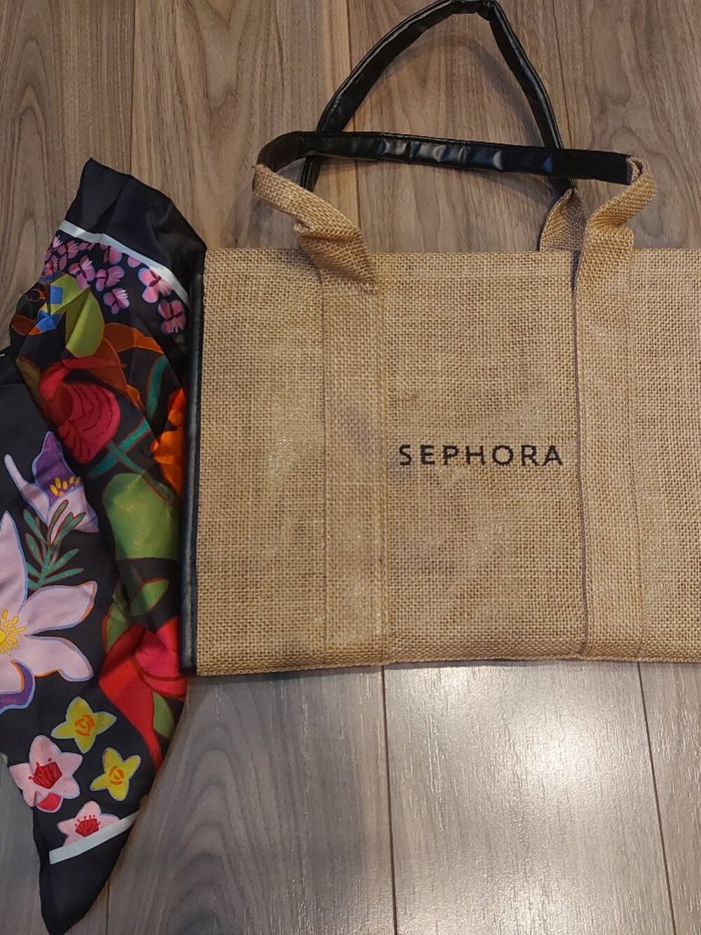 Sephora Branded Rattan Tote with Scarf